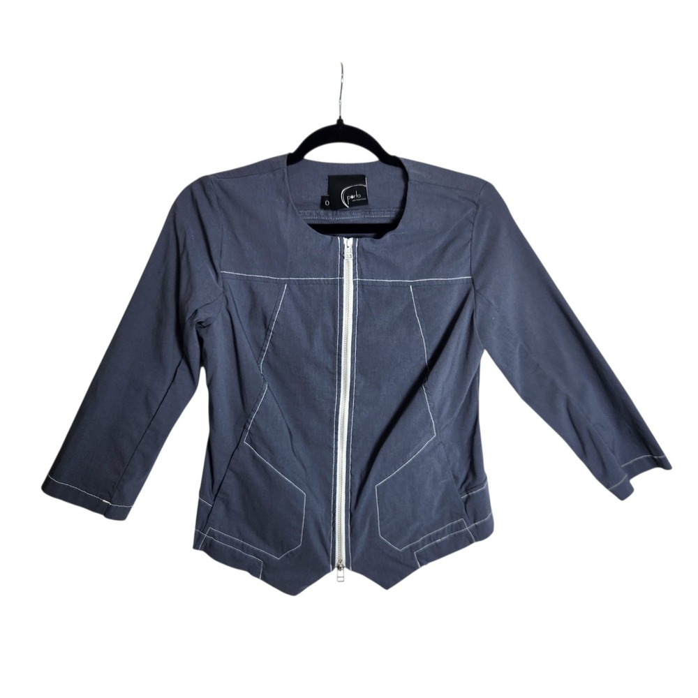 Porto San Francisco Gray Zip Front Contrast Stitch Jacket Size 0 Womens